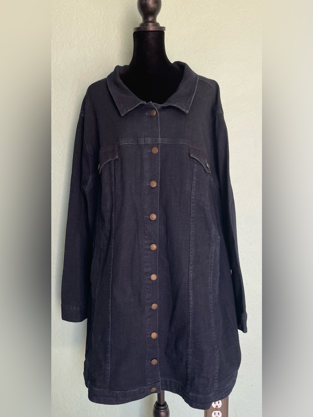 Oversized Button-Front Denim Jacket